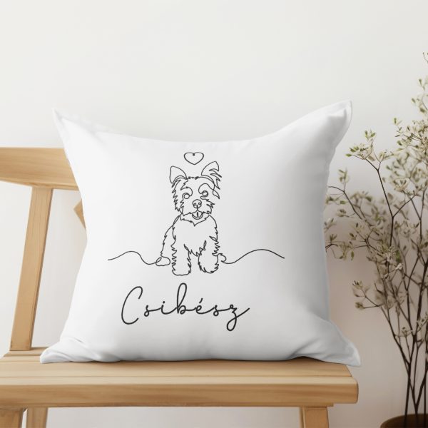 Lineart stílusú Yorkshire Terrieres párna névvel