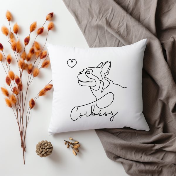 Lineart stílusú francia bulldogos párna névvel