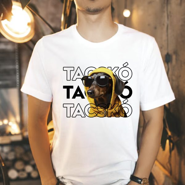 Sárga pulcsis tacskós póló