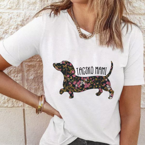 Tacskó mami virágos mintás póló