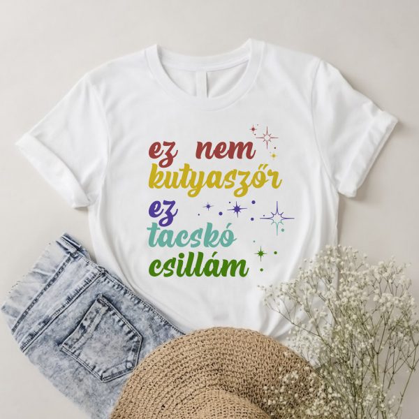 Tacskó csillám színes mintás póló