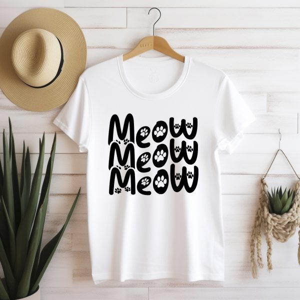 Póló meow feliratokkal
