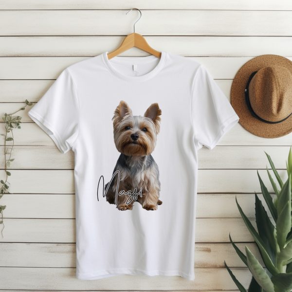 Egyedi fényképes, neves yorkis póló