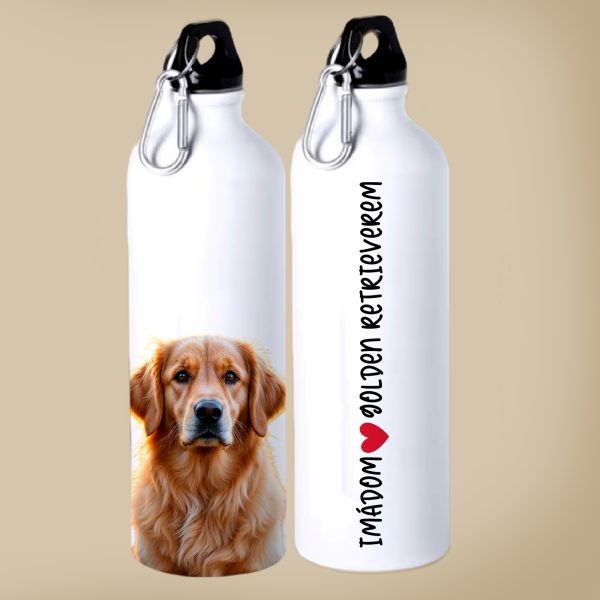 Imádom a golden retrieverem kulacs, fényképpel