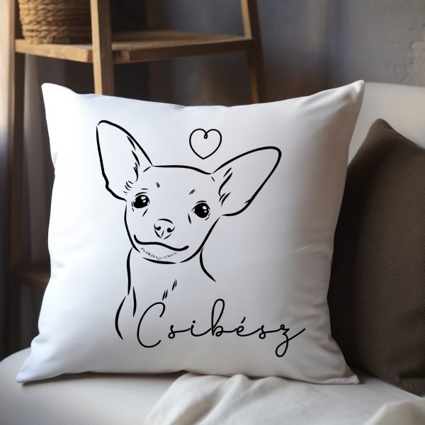 Lineart stílusú csivavás párna névvel