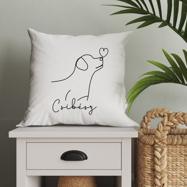 Lineart stílusú labradoros párna névvel