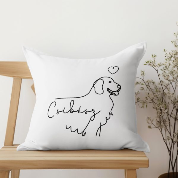 Lineart stílusú golden retrieveres párna névvel