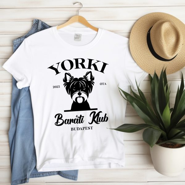 Yorki baráti klub póló, évszámmal, helyszínnel