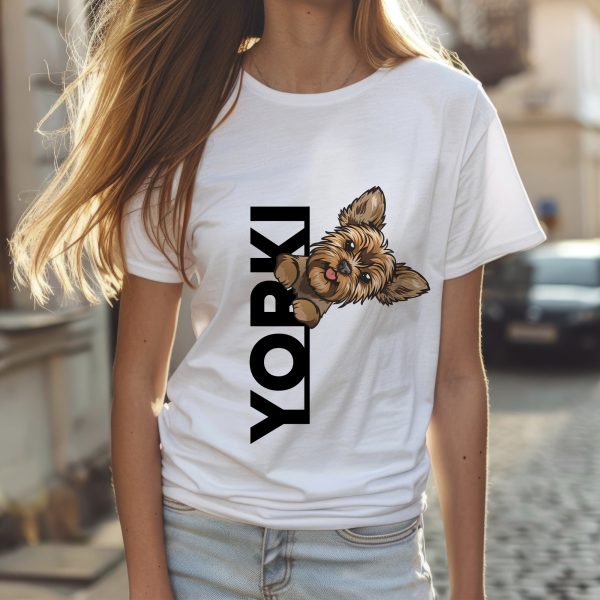 Yorki feliratos póló, cuki yorkival