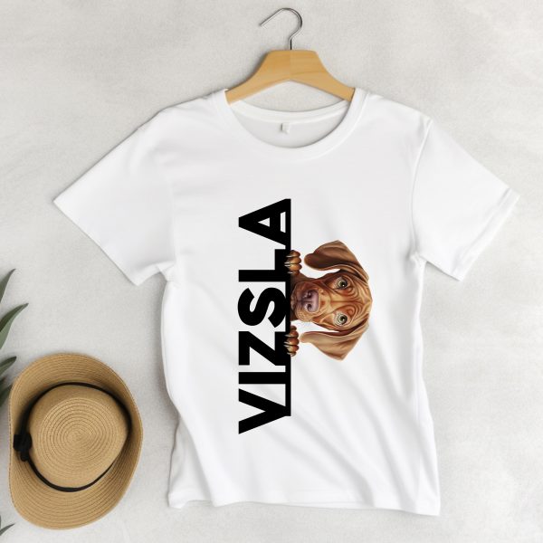 Vizsla feliratos póló, cuki vizslával