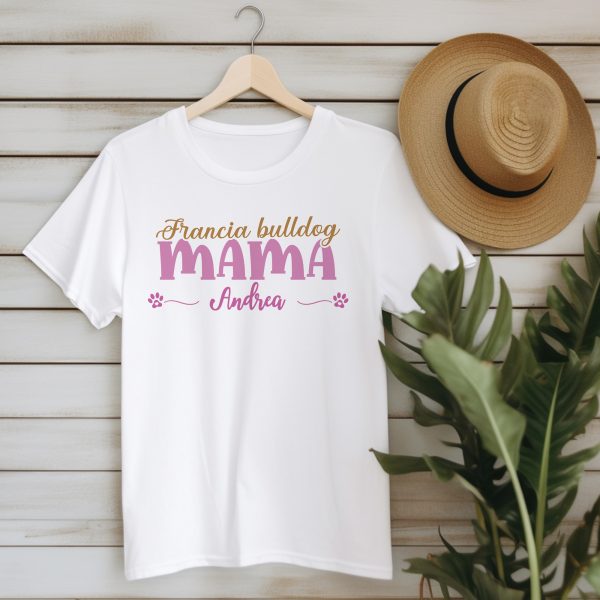 Francia bulldog mama póló, névvel