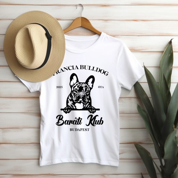 Francia bulldog baráti klub póló, évszámmal, helyszínnel