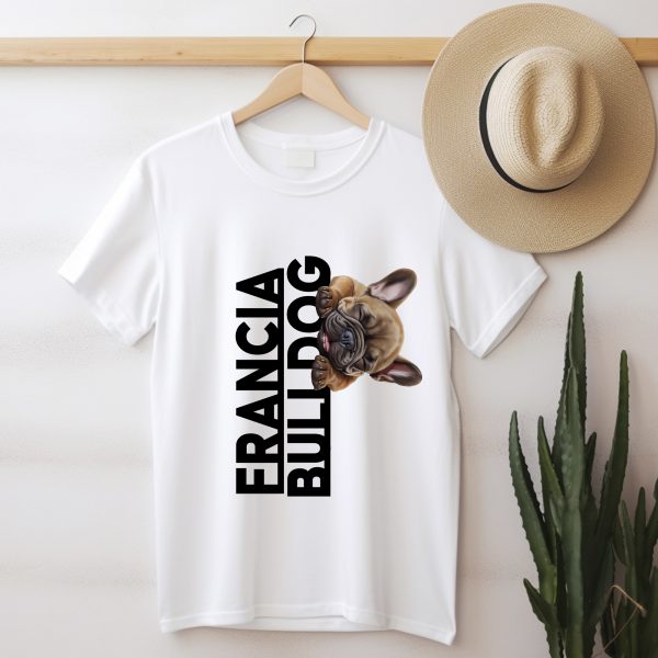 Francia bulldog feliratos póló, cuki francia bulldoggal