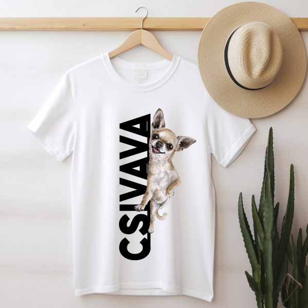 Csivava feliratos póló, cuki csivavával