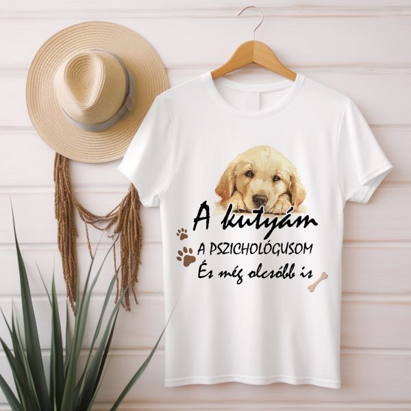 A kutyám a pszichológusom, golden retrieveres póló
