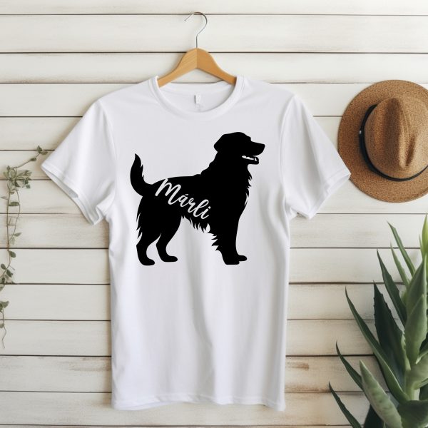 Golden retrieveres sziluettes póló, névvel