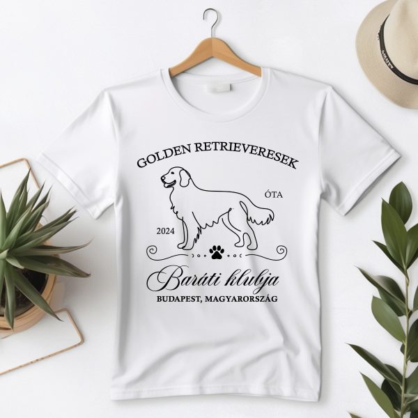 Golden retrieveresek baráti klubja póló, évszámmal, helyszínnel