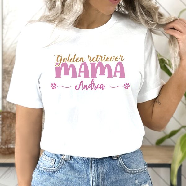 Golden retriever mama póló, névvel