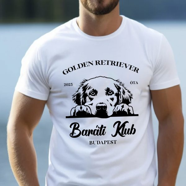 Golden retriever baráti klub póló, évszámmal, helyszínnel
